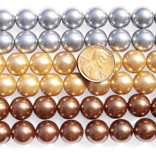 Silver Grey, Champagne and Chocolate 12mm SSS Pearl Strands