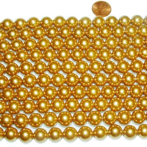 Champagne 12mm Southsea Shell Pearl Strands, 2mm Holes