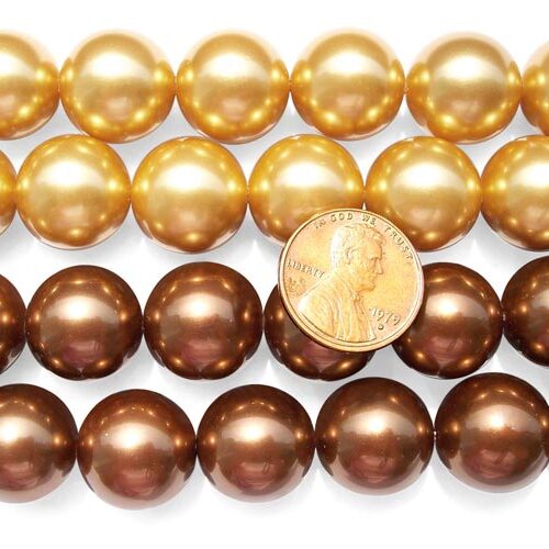 Champagne and Chocolate 16mm Southsea Shell Pearl Strands