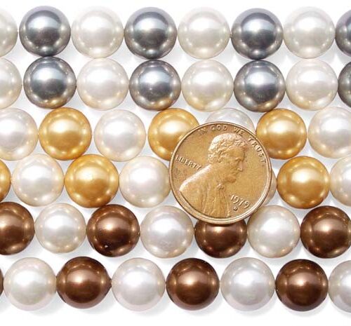 White/Grey, White/Champagne and White/Chocolate Combination 10mm Southsea Shell Pearl Strands