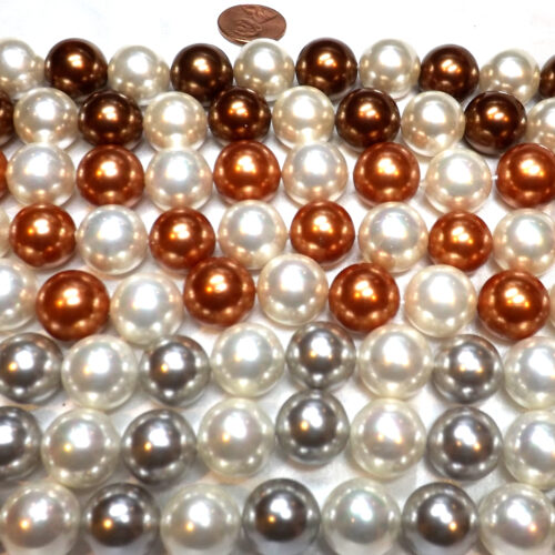 White, Grey Copper and Chocolate 16mm multi Colored Pearls