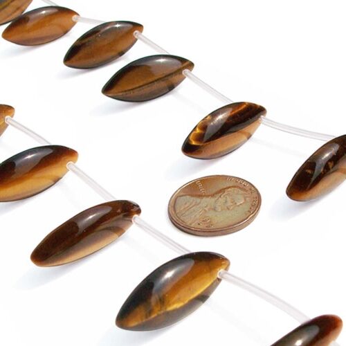 Tigers Eye 10x25mm Horse Eye Shaped Beads on Temporary Strand