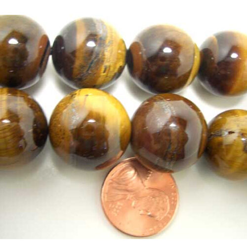 18mm Round Tiger Eye Beads on Temporary Strand