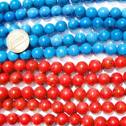 10-10.5mm Stabilized Chinese Turquoise Beads on Temporary Strands