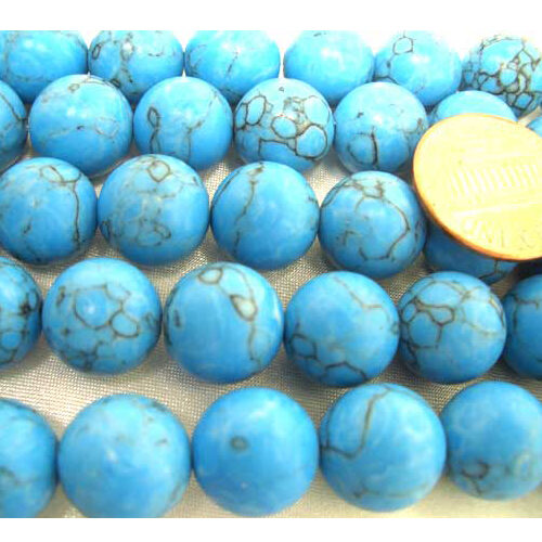 12-12.5mm Stabilized Chinese Turquoise Round Beads on Temporary Strand