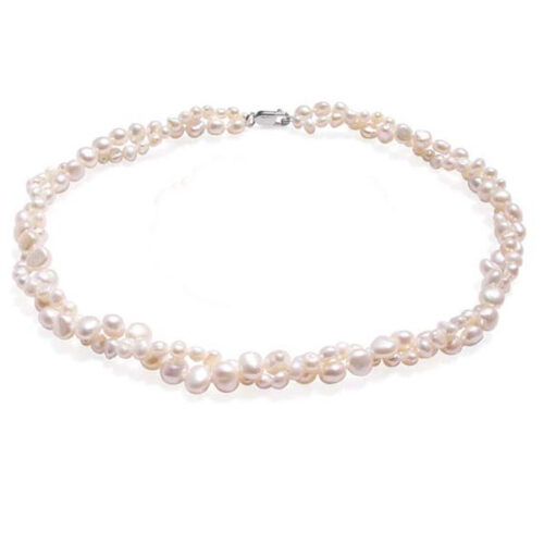 7-8mm and 4-5mm Double Strand White Baroque Pearl Necklace