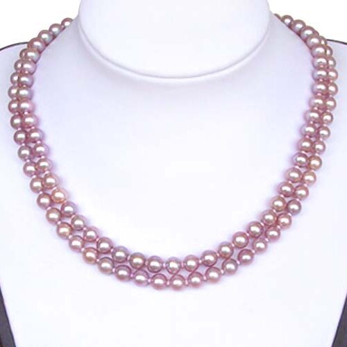 Double Strand 6-6.5mm AA  Mauve Pearl Necklace
