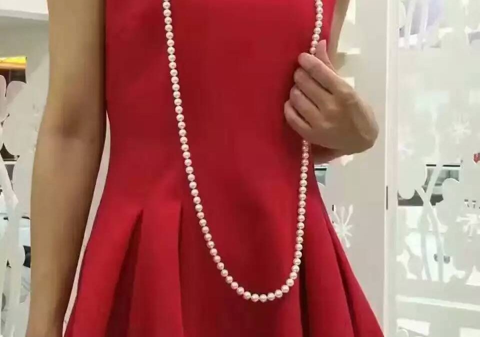 5-6mm Rice Pearl 100inch Claspless Necklace