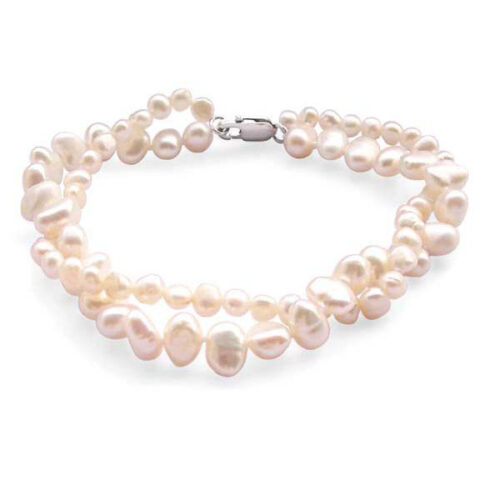 Two Strand White Baroque Pearl Bracelet