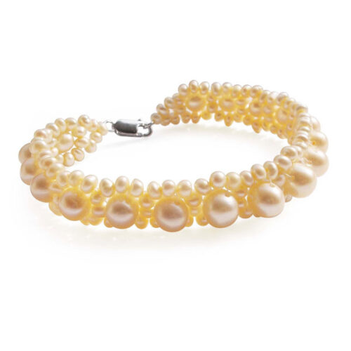 Elegant Bridal Pearl Bracelet with 925 Sterling Silver Clasp