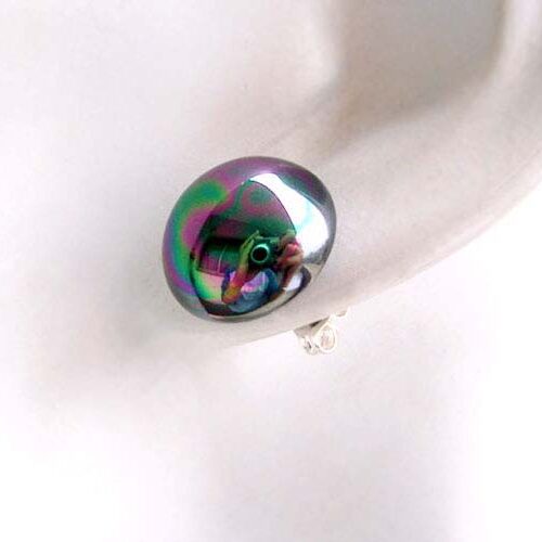 Black 8mm or 10mm Southsea Shell Mabe Pearl Earring Studs 925 Sterling Silver