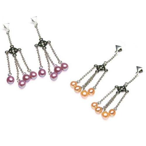Cascading Freshwater Pearl Earrings in Sterling Silver