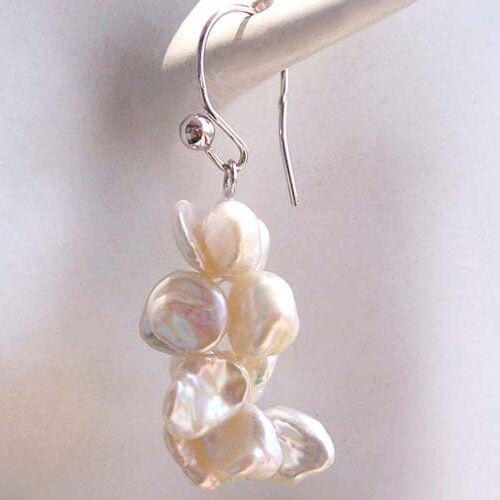 Rare Keshi Pearl Earrings in a 925 Sterling Silver