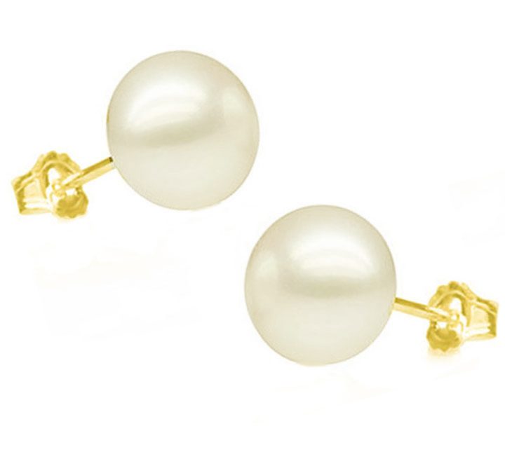 9-9.5mm Truly Round AAA High Quality Pearl Studs Earrings 14K Gold