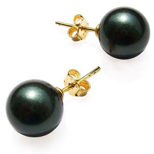 10mm or 12mm Southsea Shell Pearl Stud Earrings in 14k Gold