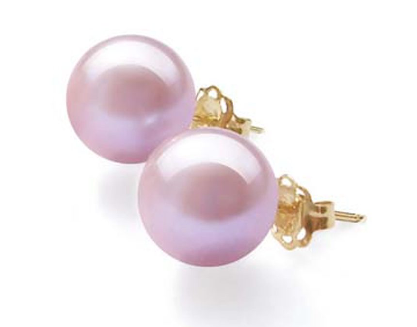 6-6.5mm AAA Cultured Pearl Studs Earrings 14K Solid Yellow Gold