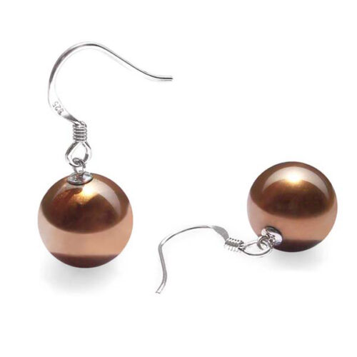 8mm, 10mm, or 12mm Southsea Shell Pearl Dangling Silver Earrings