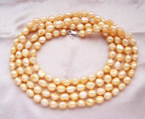 Champagne 10-11mm Baroque Pearl Necklace with a Magnetic Clasp, 59 in