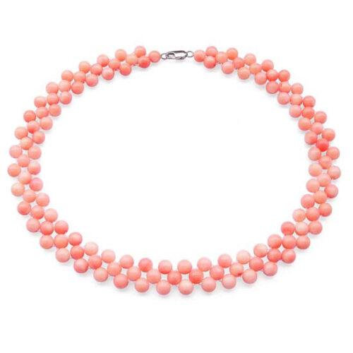 3 Rows of 6-7mm Pink Coral Necklace