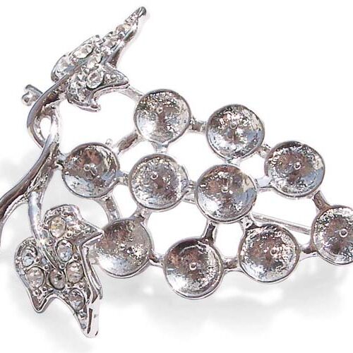 18K White Gold Grape Shaped Brooch Setting
