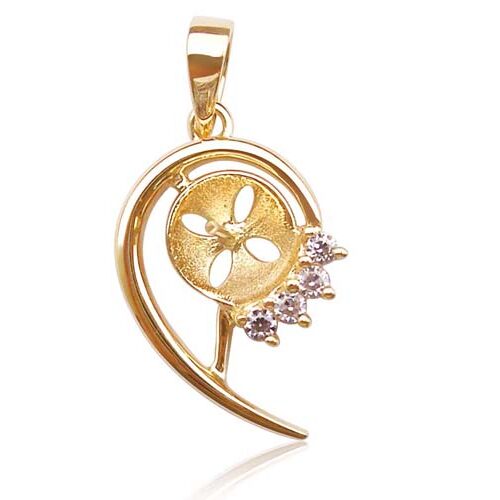 14K Yellow Gold Pendant Setting with CZ Diamonds