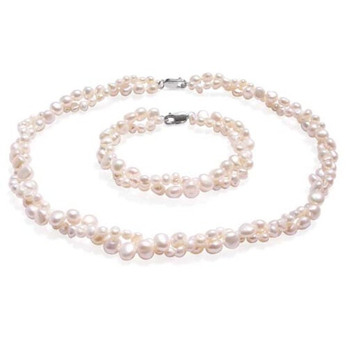 Double Strand Baroque Pearl Set of 2, 925 Sterling Silver