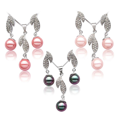 10mm Southsea Shell Pearl Necklace and Earrings Set with 18K Gold Overlay