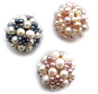 White/Pink, White/Black and White/Lavender Pearl Large Ball at 1 1/2