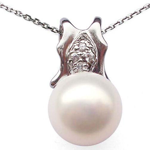 White 925 Sterling Silver 10mm Pendant in CZ Diamonds