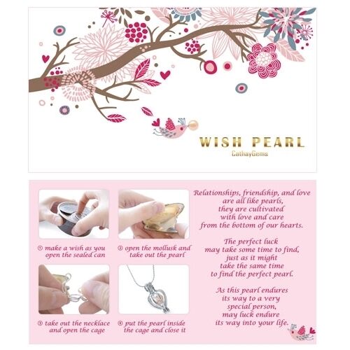 7-8mm earrings Wishing Pearl Gift Set with 16in Silver Chain, Silver Pearl Cage and Silver Extension Chain