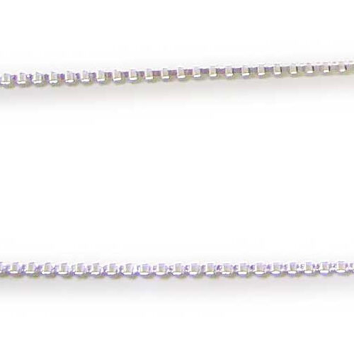 18inch Long 925 Sterling Silver Box Chain with 18k White Gold