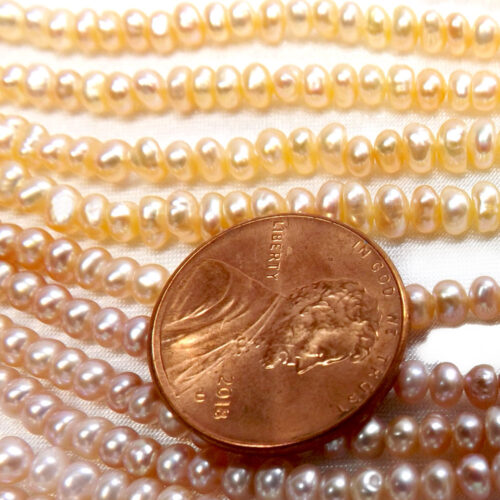 Pink and Mauve 3-4mm Button Pearl Strand