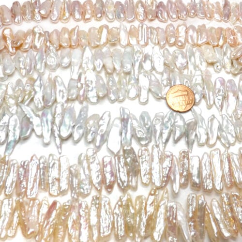 Center drilled white pink and mauve biwi pearl strand