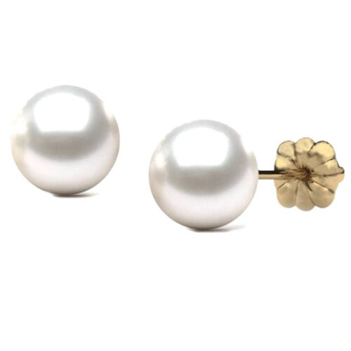 7-7.5mm AAA White Round Pearl Studs 14KYG Earrings