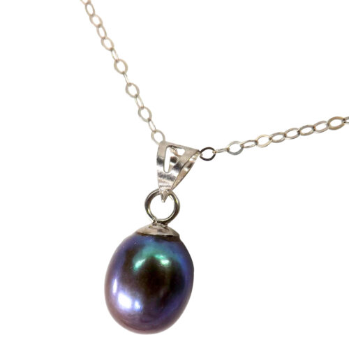 14k gold black pearl pendant