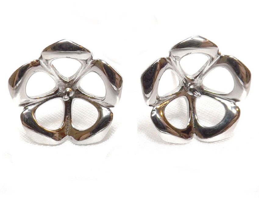 Large Sized All 925 Sterling Silver Earrings Studs Setting