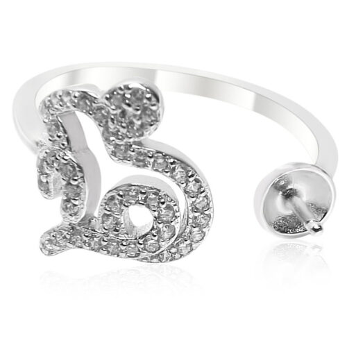 Adjustable Heart Shaped 925 Sterling Silver Ring Setting