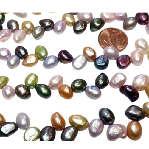 Top Drilled 8-9mm Multi-Colored AA+ Quality Baroque Pearls Strand