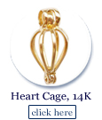 heart shaped pearl cages in 14k gold