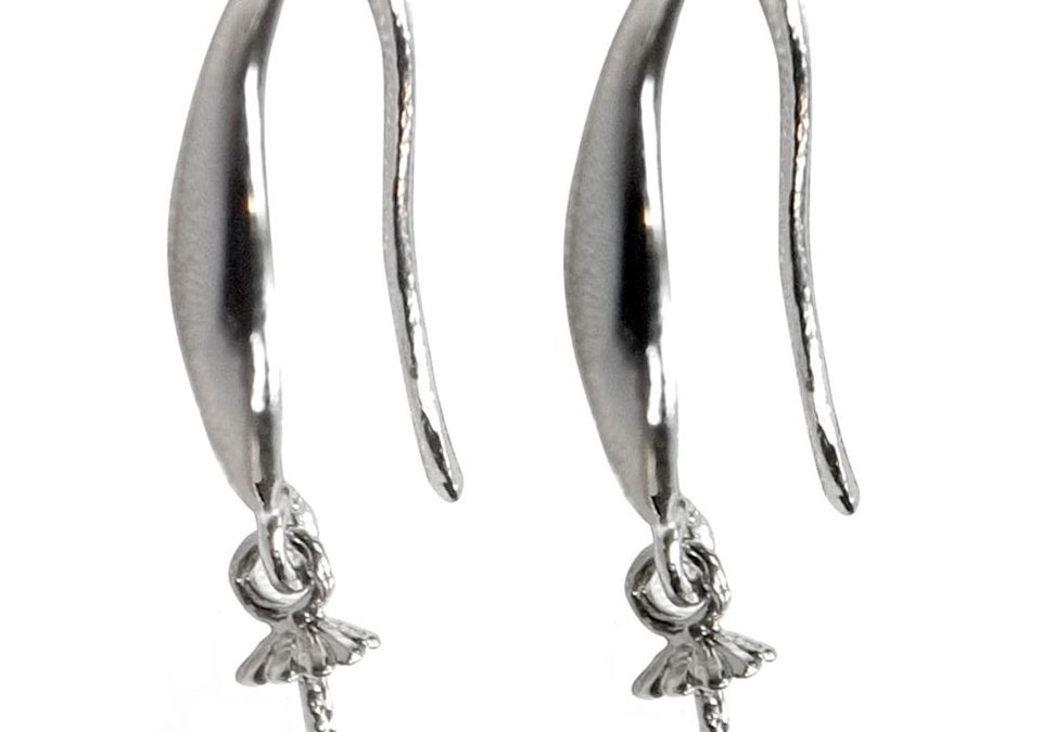 A Pair of 925 Sterling Silver Dangling Earrings Settings with 18KW Gold