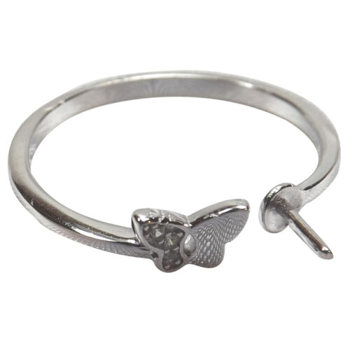 925 Sterling Silver Open Front Butterfly Adjustable Ring Setting
