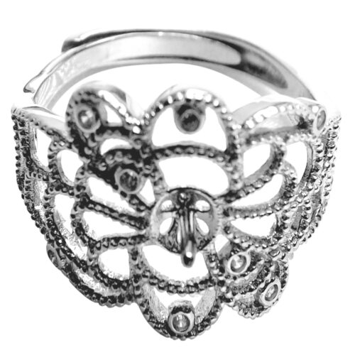 Sterling Silver Filigree Adjustable Ring Setting