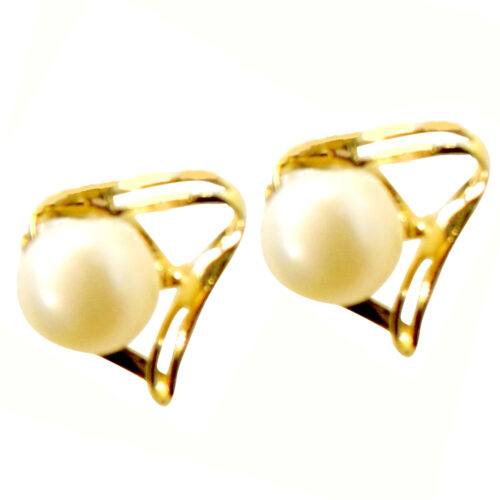 18k yellow gold pearl earrings