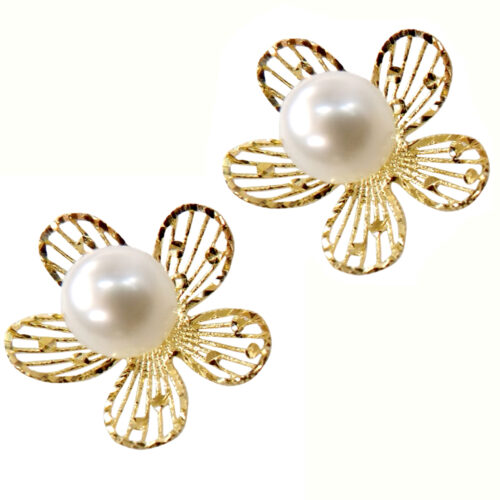 18k yellow gold pearl earrings