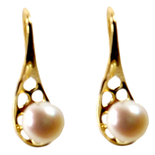 18k yellow gold pearl earrings