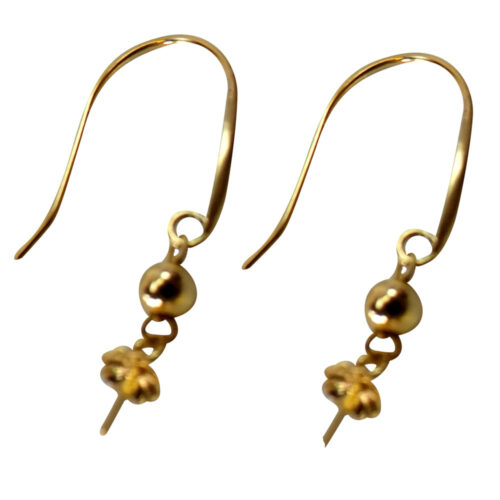 18k yellow gold pearl earring settings