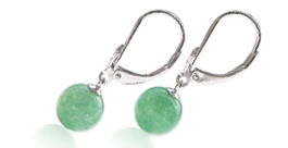 8-9mm Jade Silver Leverback Earrings in 925ss