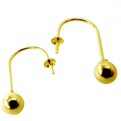 18k yellow double stud pearl earrings setting