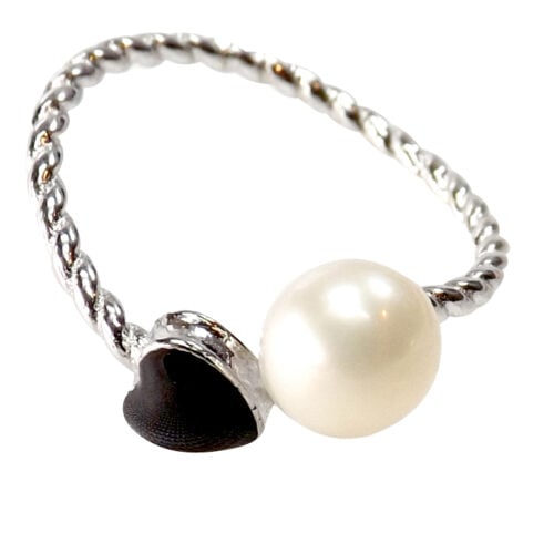 Open Top Adjustable 925 Sterling Silver Ring with onyx Twisted Design