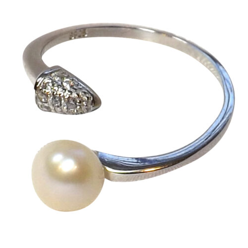 pearl silver adjustable pearl ring